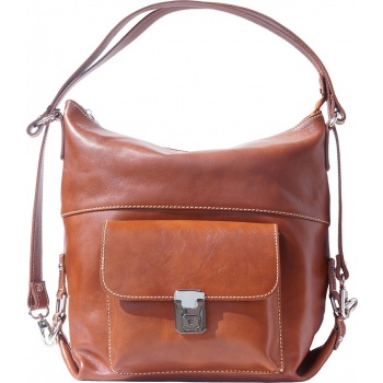 δερμάτινη τσάντα ωμου barbara firenze leather 6563 μπεζ