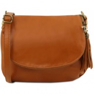 γυναικεία τσάντα δερμάτινη tl141223 κονιάκ tuscany leather