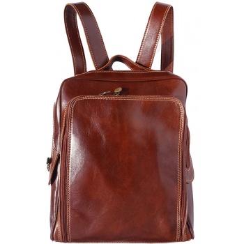δερμάτινη τσάντα πλάτης gabriele firenze leather 6538 καφε
