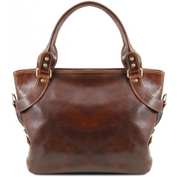γυναικεία τσάντα δερμάτινη ilenia καφέ tuscany leather