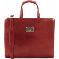γυναικεία επαγγελματική τσάντα δερμάτινη palermo κόκκινο tuscany leather