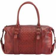δερμάτινη τσάντα χειρός agnese firenze leather 68120 σκουρο κόκκινο