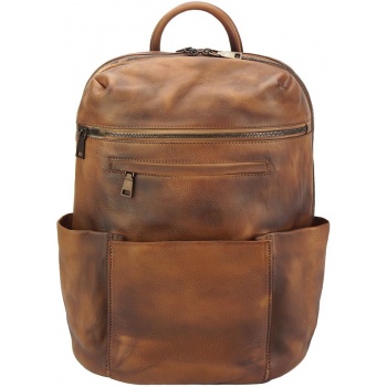 δερμάτινη τσάντα πλάτης tiziano firenze leather 68118 καφε