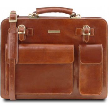 επαγγελματική τσάντα δερμάτινη venezia μελί tuscany leather