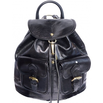δερμάτινη τσάντα πλάτης davide firenze leather 6554 μαύρο