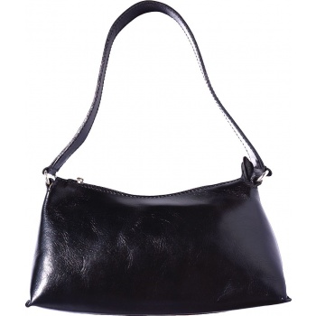 δερμάτινη τσάντα ωμου priscilla firenze leather 6504 μαύρο
