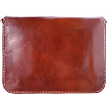 δερμάτινη τσάντα ταχυδρόμου firenze leather 6548 καφε