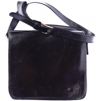 δερμάτινη τσάντα ωμου christopher firenze leather 6551 μαύρο