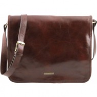 ανδρική τσάντα δερμάτινη messenger tl141254 καφέ tuscany leather