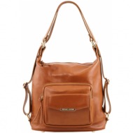 γυναικεία τσάντα δερμάτινη ώμου / πλάτης tl141535 κονιάκ tuscany leather