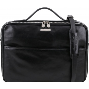 τσάντα laptop δερμάτινη vicenza μαύρο tuscany leather