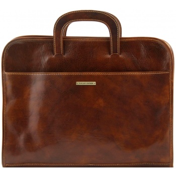 επαγγελματική τσάντα δερμάτινη sorrento καφέ tuscany leather