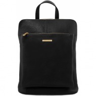 γυναικεία τσάντα πλάτης - ώμου δερμάτινη tl141682 μαύρο tuscany leather
