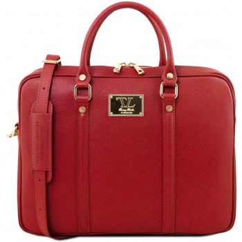 τσάντα laptop δερμάτινη prato κόκκινο tuscany leather