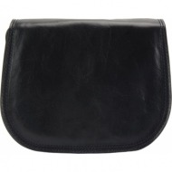 δερμάτινη τσάντα ωμου ines firenze leather 6568 μαύρο