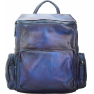 δερμάτινη τσάντα πλάτης michael firenze leather 68031 σκουρο μπλε