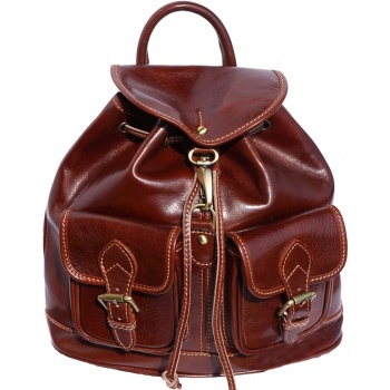 δερμάτινη τσάντα πλάτης davide firenze leather 6554 καφε