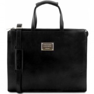 γυναικεία επαγγελματική τσάντα δερμάτινη palermo μαύρο tuscany leather