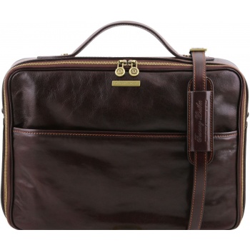 τσάντα laptop δερμάτινη vicenza καφέ σκούρο tuscany leather