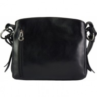 δερμάτινη τσάντα ωμου viviana v gm firenze leather 6570 μαύρο