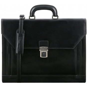επαγγελματική τσάντα δερμάτινη napoli μαύρο tuscany leather