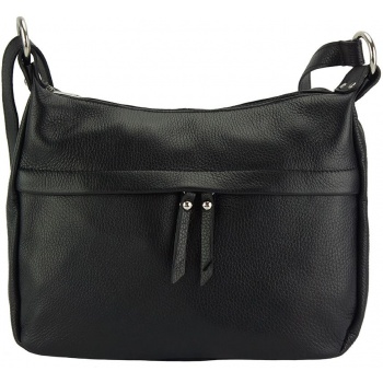 δερμάτινη τσάντα ωμου delizia firenze leather 9112 μαύρο