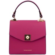 γυναικεία τσάντα δερμάτινη tuscany leather tl142203 φούξια