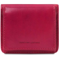 unisex πορτοφόλι δερμάτινο tuscany leather tl142059 φούξια