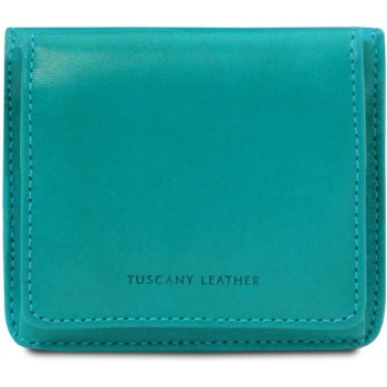 unisex πορτοφόλι δερμάτινο tuscany leather tl142059 τιρκουάζ