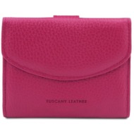 γυναικείο πορτοφόλι δερμάτινο calliope tuscany leather tl142058 φούξια