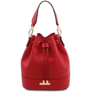 γυναικεία τσάντα δερμάτινη tuscany leather tl142146 κόκκινο lipstick