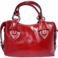 δερμάτινη τσάντα χειρός ornella firenze leather 6529 κόκκινο