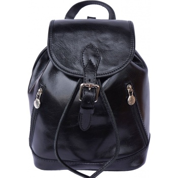 δερμάτινη τσάντα πλάτης luminosa firenze leather 6559 μαύρο