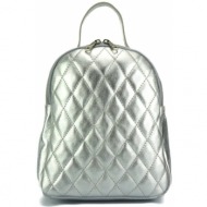 γυναικείο δερμάτινο backpack basilia firenze leather 6149 ασημί
