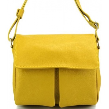 δερμάτινη τσάντα ώμου argelia firenze leather 2087 κίτρινο