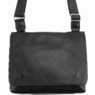 τσάντα ταχυδρόμου flap firenze leather 6574 μαύρο
