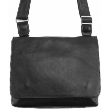 τσάντα ταχυδρόμου flap firenze leather 6574 μαύρο