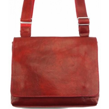 τσάντα ταχυδρόμου flap firenze leather 6574 σκούρο κόκκινο