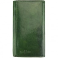δερμάτινο πορτοφόλι aurora v firenze leather p060b σκούρο πράσινο