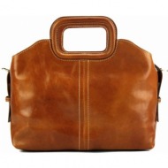 δερμάτινη τσάντα χειρός petra firenze leather 6572 tan