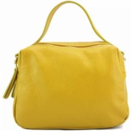 δερμάτινη τσάντα χειρός ilva firenze leather 9903 κίτρινο