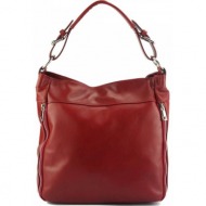 δερμάτινη τσάντα ώμου artemisa s hobo firenze leather 5762 κόκκινο