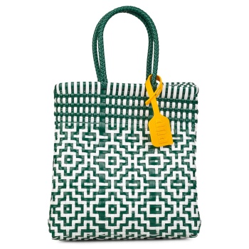 shopping γυναικεία pup πράσινο-λευκό vs1440 handbag nomad