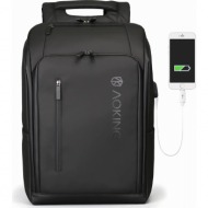 aoking dual laptop expandable backpack antitheft sn77886 black