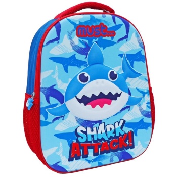 τσαντα πλατης νηπιου must 3d shark attack μπλε