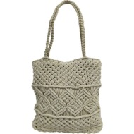 τσαντα macrame κομβος βαμβακι natural with zip (40x35cm)
