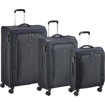 σετ 3 βαλιτσες delsey caracas black (55 + 68 + 78 cm)