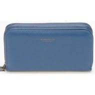 γυναικείο πορτοφόλι με διπλό φερμουάρ - μπλε