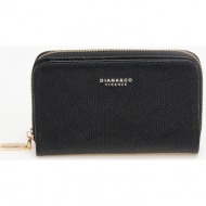 γυναικείο πορτοφόλι με φερμουάρ και ανάγλυφη υψή - μαύρο