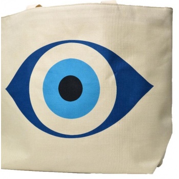 γυναικεία τσάντα χειρός και ώμου με σχέδιο μάτι εκρού 21152